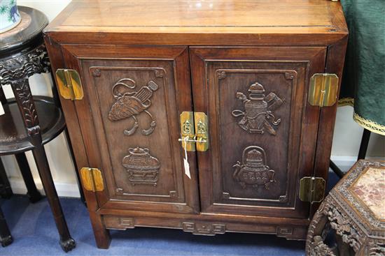 A Chinese rosewood cabinet, W.2ft 10in.